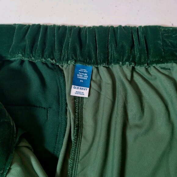 Old Navy Pants XL Taylor Wide Leg Trouser Extra High Rise Green Velour New - Picture 5 of 16